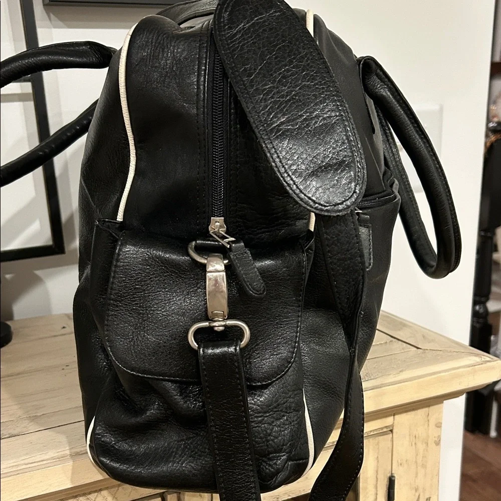 Latico Black Leather Duffel Bag
